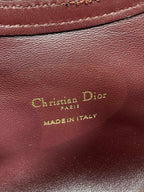 Maroon leather Dior Paris logo and Made in Italy stamp
