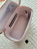 Chanel mini wallet bag interior in pink with card slots and zip frame