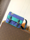 Louis Vuitton men's crossbody bag with multicolor monogram canvas and blue trim