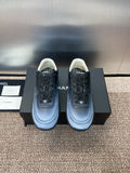 Unisex sneakers with Chanel CC logo, light blue leather and dark rubber sole