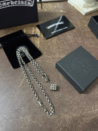Chrome Hearts pendant necklace with long link chain and small square cross charm