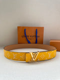Yellow monogram belt with gold-tone LV buckle