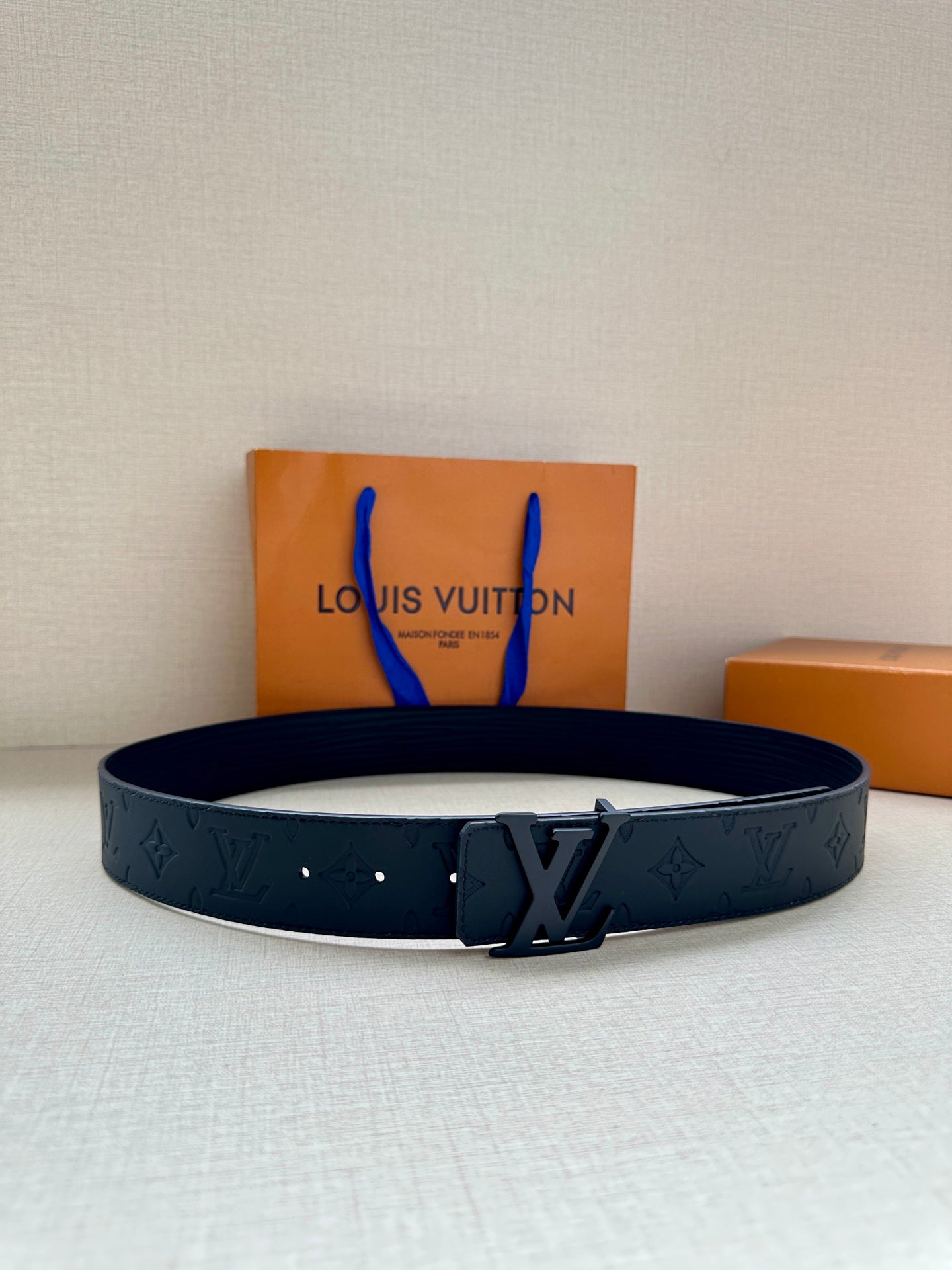 Louis Vuitton monogram belt in dark blue with LV buckle