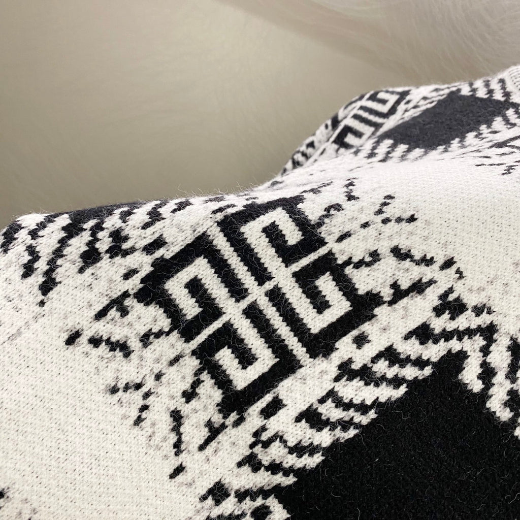 Givenchy knit sweater with large black-and-white geometric emblem pattern