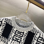 Givenchy knit sweater collar, black-and-white geometric pattern
