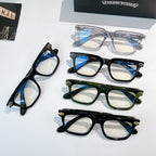 Set of four eyeglasses with mixed frames and decorative hinge bars