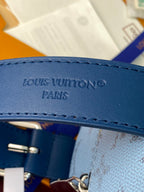 Louis Vuitton bag strap, embossed 'Louis Vuitton Paris', blue leather