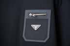 Black Prada T-shirt pocket patch with triangle logo and zipper detail