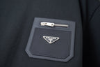 Black Prada T-shirt pocket patch with triangle logo and zip pull