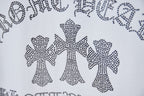Rhinestone bow motif on white T-shirt graphic detail