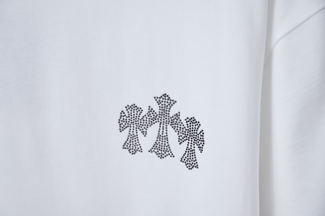 White T-shirt with rhinestone bow graphic on chest