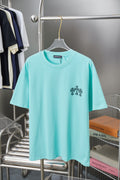 Turquoise short-sleeve T-shirt with small chest logo graphic