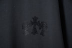 Rhinestone emblem on dark gray short-sleeve T-shirt chest