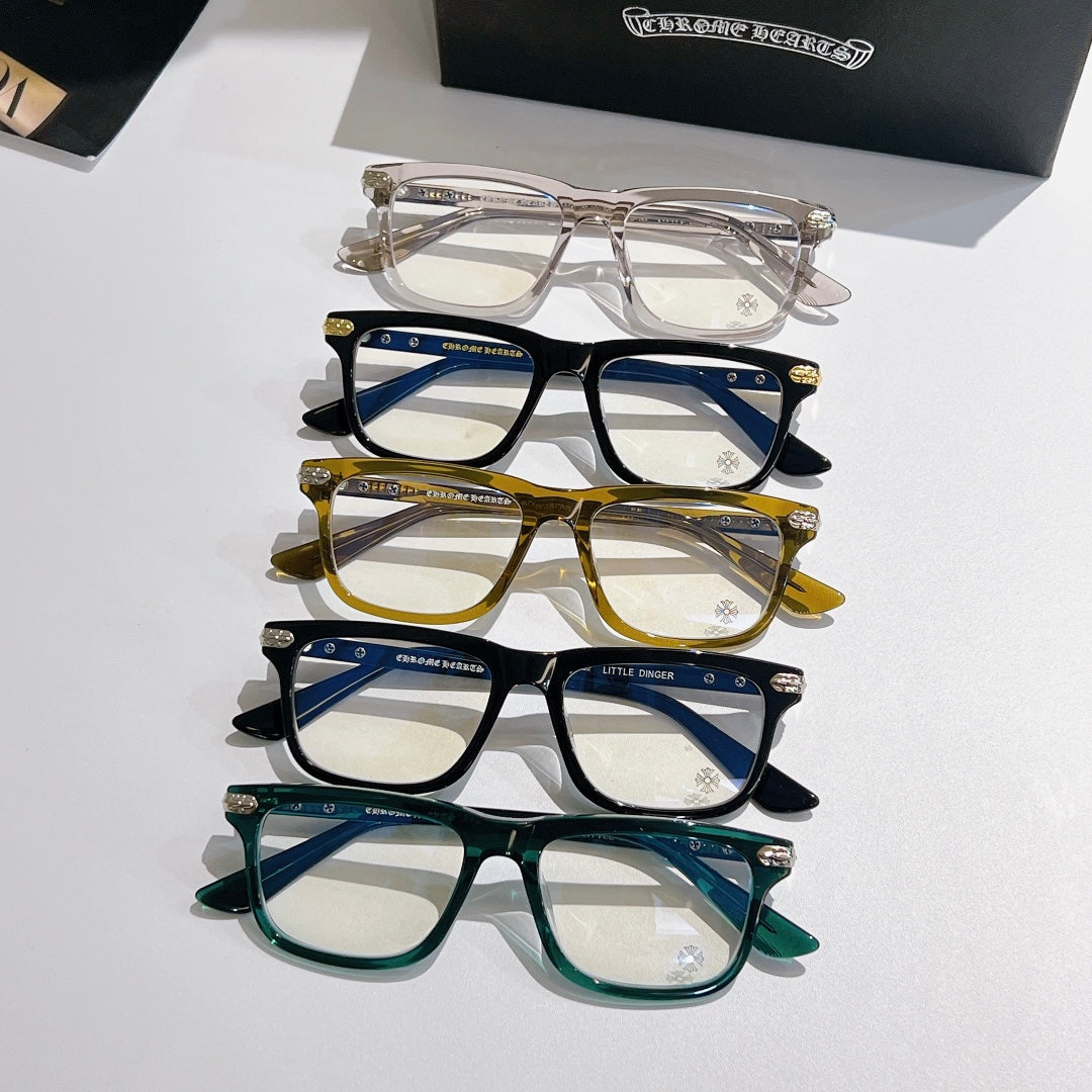 Multi-pack of clear-lens eyeglasses with assorted frames: silver, gold, navy, green