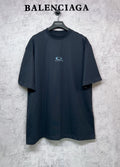 Balenciaga short-sleeve T-shirt in dark navy, crew neck, small logo on chest