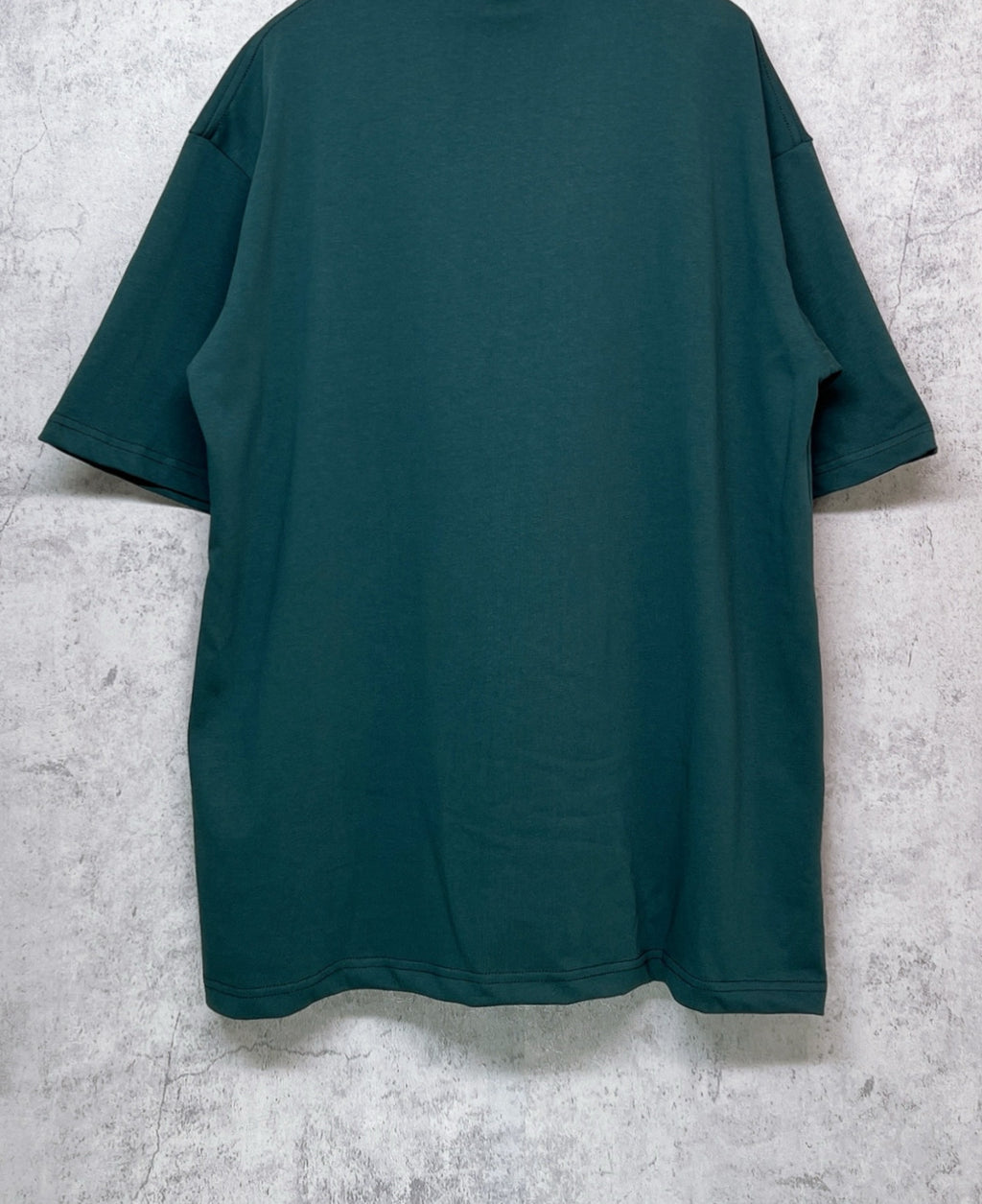 Teal short-sleeve T-shirt back view with straight hem