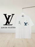 White Louis Vuitton T-shirt with front graphic and crew neckline