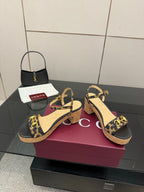 Gucci ladies platform sandals with leopard-print straps and tan lining