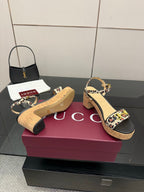 Leopard-print wedge sandals showing side profile and cork platform