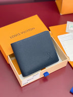 Louis Vuitton small bag in dark blue textured leather, square wallet style
