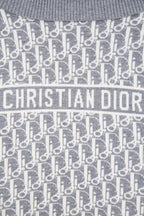 Grey knit monogram fabric with Christian Dior logo stripe detail