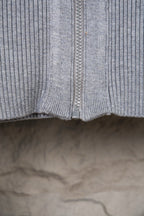 Dior long zip-front knit jacket with ribbed hem and metal zipper