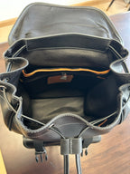 Coah leather backpack bag open view with interior lining and dual side handles