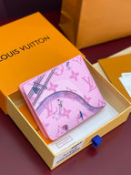 Pink small bag with Louis Vuitton monogram, character and Eiffel Tower graphic