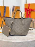 Louis Vuitton gray monogram tote bag with handles and crossbody strap