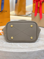 Louis Vuitton gray vanity bag with quilted panel and gold-tone hardware