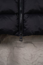 Moncler puffer jacket zipper detail on quilted front panel