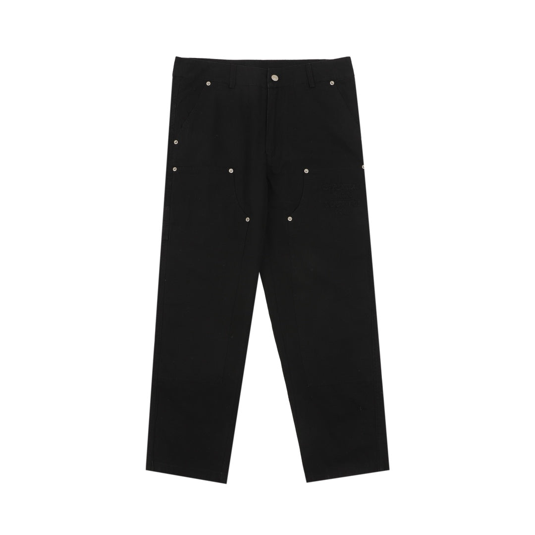 Dior dark pants with snap-button waist and front panel detailing