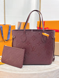 Louis Vuitton monogram tote bag in dark plum with top handles and gold hardware