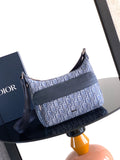 Men's Dior shoulder bag in blue jacquard monogram, structured shape, front flap