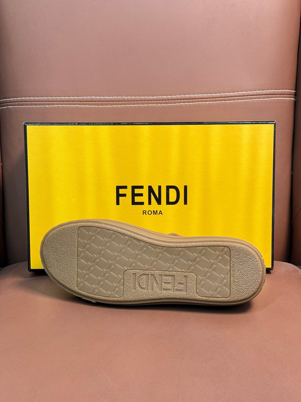 Fendi unisex suede sneaker outsole, textured tread with logo embossing