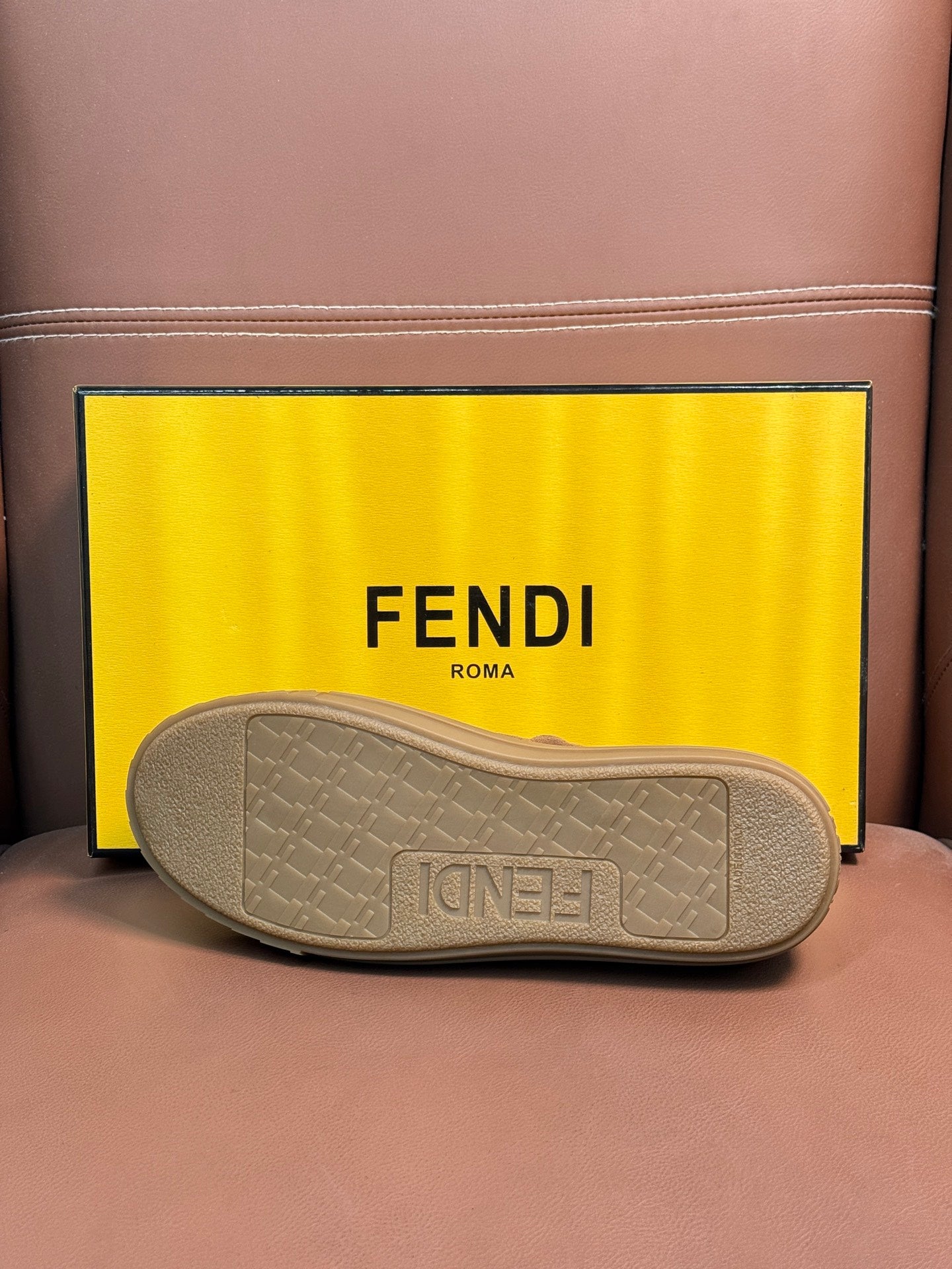 Fendi unisex suede sneaker outsole, textured tread with logo embossing
