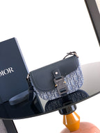 Dior crossbody bag with flap and blue monogram canvas