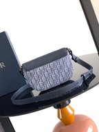 Dior crossbody bag with navy strap and blue monogram front flap