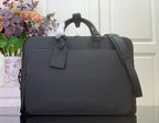 Louis Vuitton leather briefcase bag, dark charcoal, top handle and shoulder strap