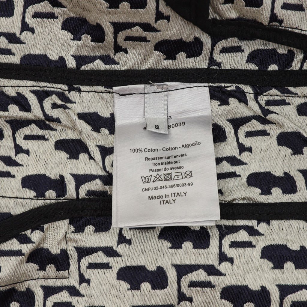 Cotton care label on Dior monogram track pants, Made in Italy