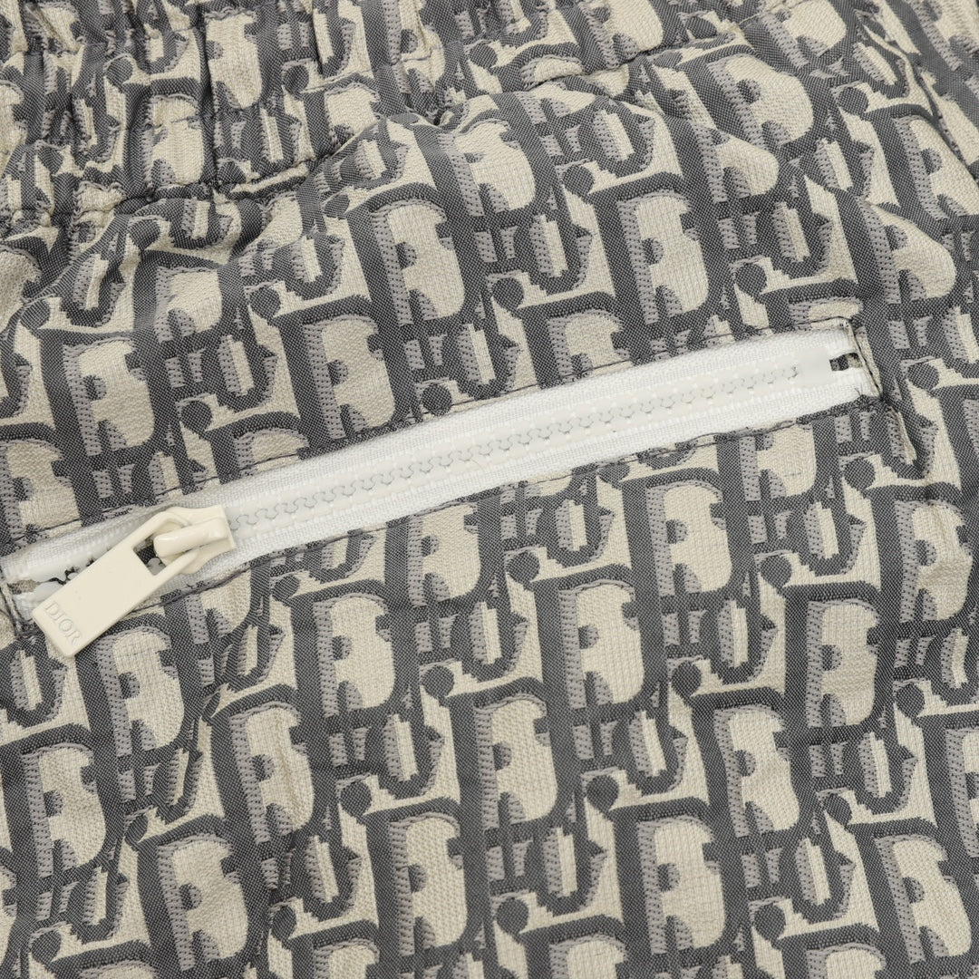Dior monogram waistband with drawstring channel and light piping trim