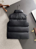 Prada black padded puffer vest back panel with ribbed quilting