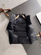Prada black padded puffer vest, back view with full padding