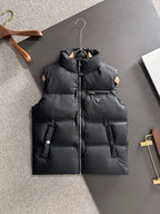 Prada black padded puffer vest with full-zip and stand collar