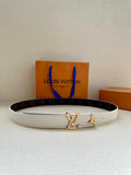 Louis Vuitton leather belt, white strap with brown monogram and gold buckle