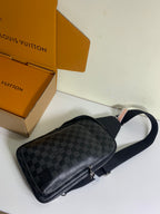 Louis Vuitton shoulder bag with Damier check pattern, curved shape and adjustable strap