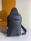 Louis Vuitton damier crossbody bag with adjustable strap, dark checker pattern