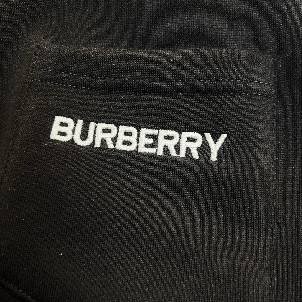 Black Burberry sweatshirt with BURBERRY text logo on fabric