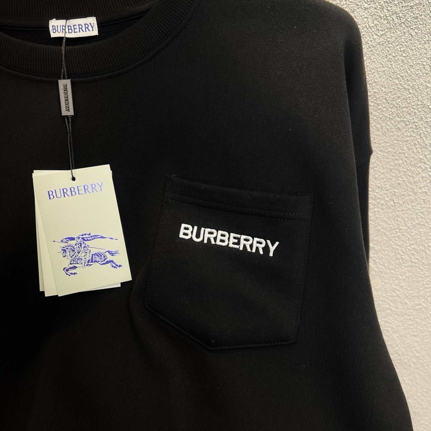 Black Burberry sweatshirt with chest pocket and BURBERRY logo