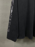 Balenciaga long-sleeve T-shirt, dark with printed sleeve panel and straight hem